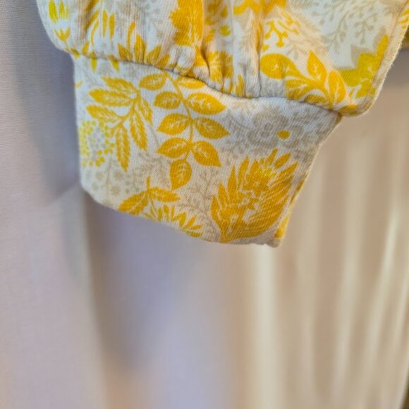 BANANA REPUBLIC PUFF SLEEVE SWEATSHIRT SIZE MEDIUM YELLOW WHITE FLORAL - Picture 4 of 7